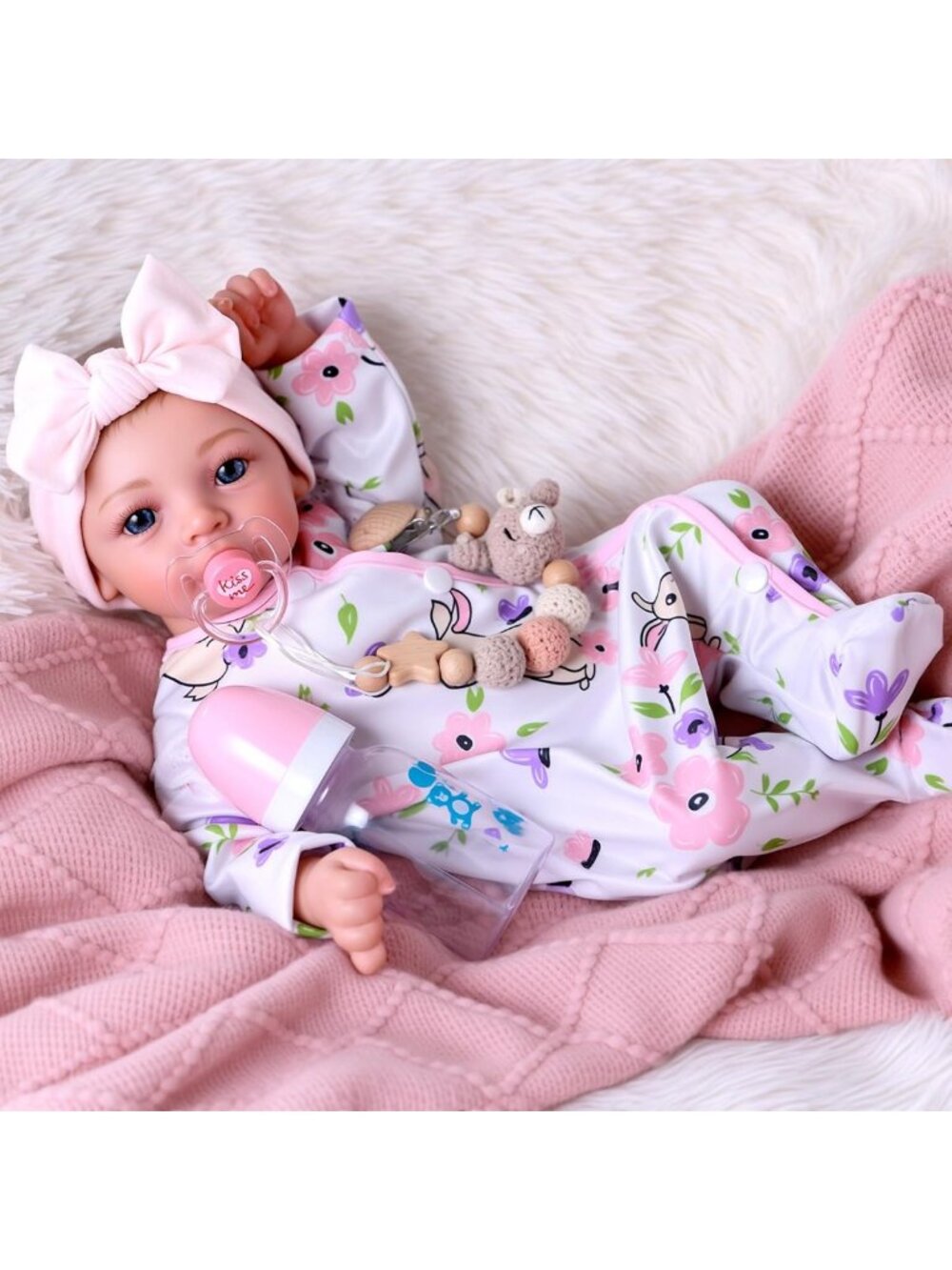 18in Reborn Baby Doll Girl Weighted Soft Body Bunny Outfit Realistic